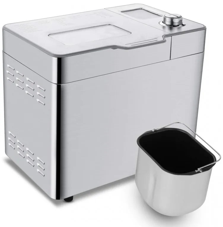 Хлебопекарна Nictemaw Baking Master, 550W, 25 програми, 3 степени, 500/750/900 гр, LCD, Отложен старт 13ч, Автоматичен дозатор, Сребрист