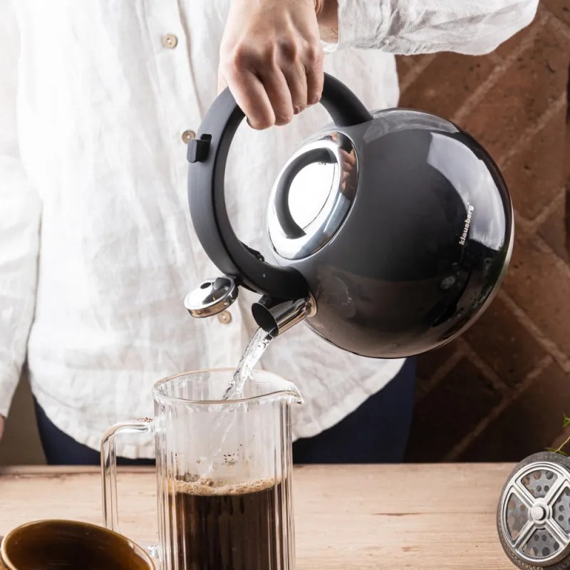 Свирещ чайник Klausberg KB 7955, 3l, Термоизолирана дръжка, Многослойно дъно, Индукция, Тъмносив графит