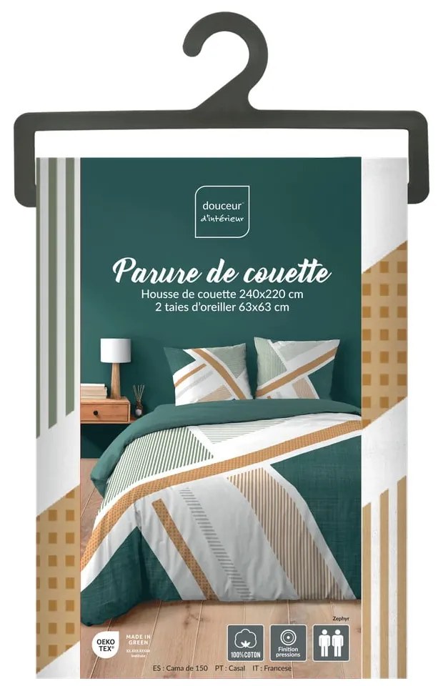 Бяло двойно удължено памучно спално бельо 240x220 cm Zephyr – douceur d'intérieur