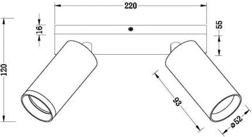 Линеен спот за таван LUX, бял, 2хGU10