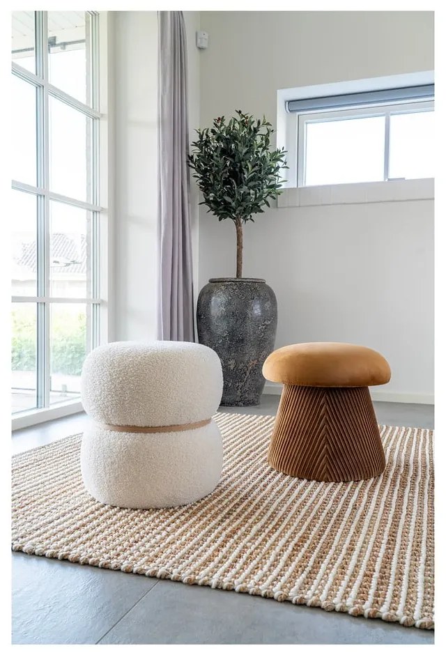 Кадифена табуретка в цвят жълта охра Hampton – House Nordic