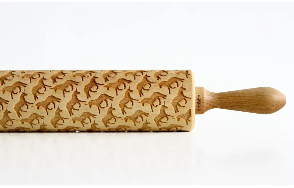 Дървен релефен валяк за тесто Unicorns - Valek