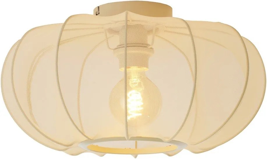 Кремаво осветително тяло за таван с текстилен абажур ø 40 cm Plumalia – Light &amp; Living