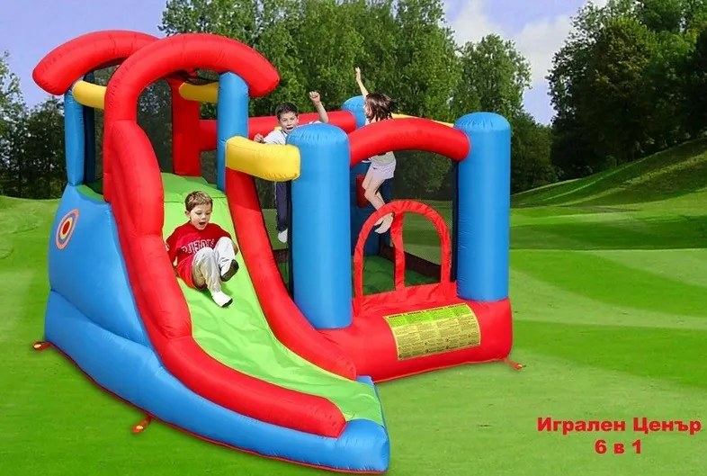 Надуваем замък - игрален център 6в1