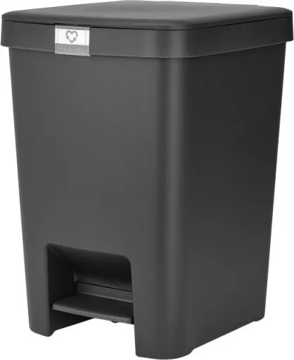 Кош за боклук с педал Brabantia StepUp 1008482, 25 л, Екологични материали, Голям отвор, Тъмносив