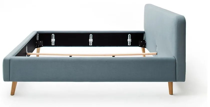 Сиво-синьо двойно легло 160x200 cm тапицирано без ламелно дъно Mattis – Meise Möbel