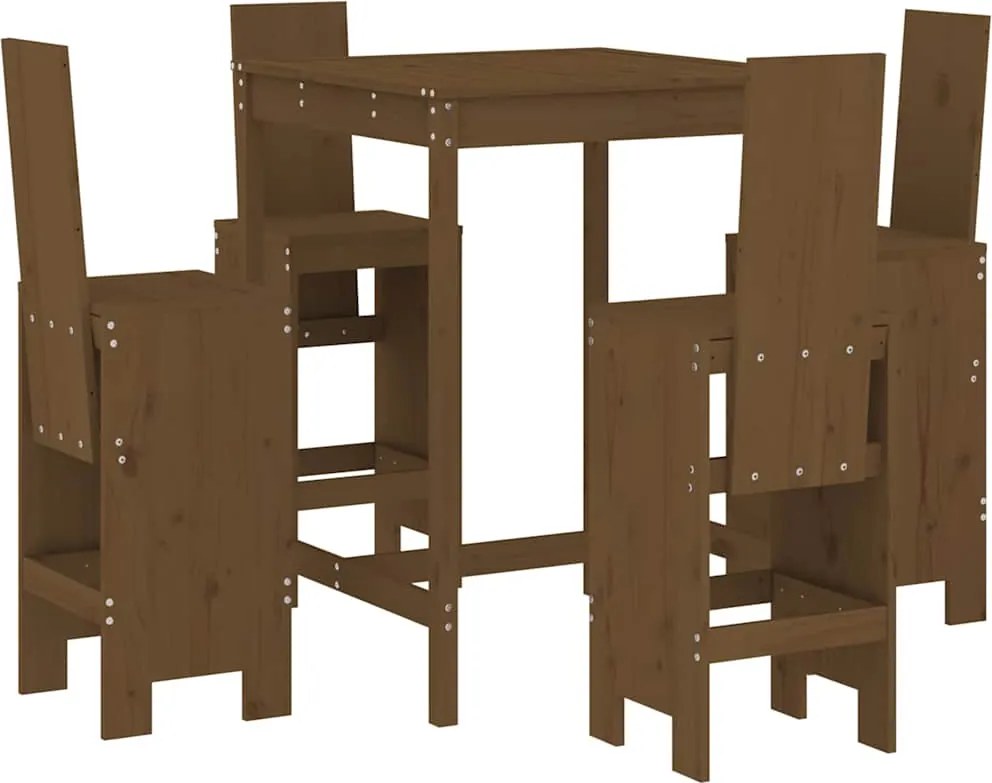 3157772 vidaXL Градински бар комплект от 5 части, меденокафяв, бор масив