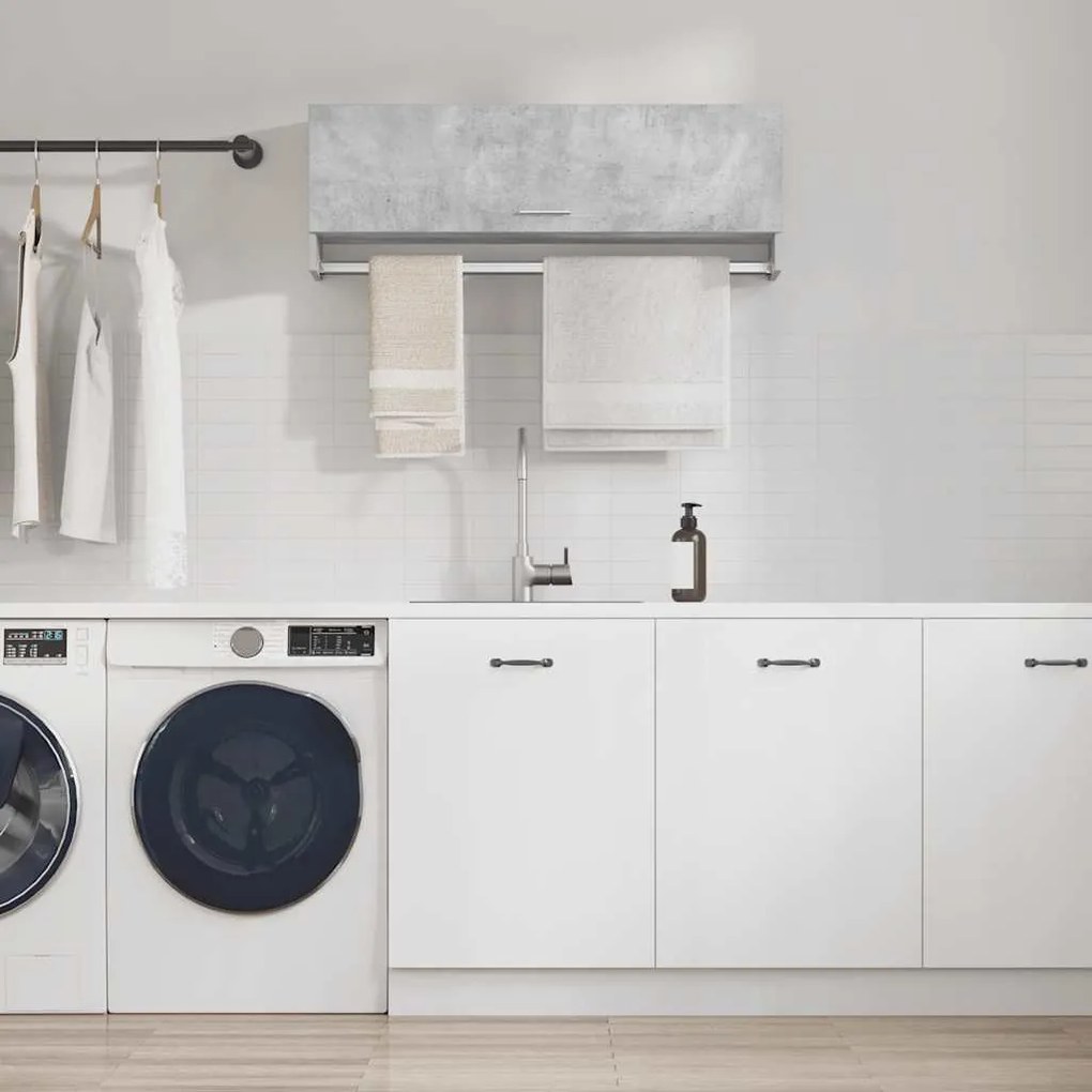 808237 vidaXL Гардероб, бетонно сиво, 100x32,5x35 см, инженерно дърво