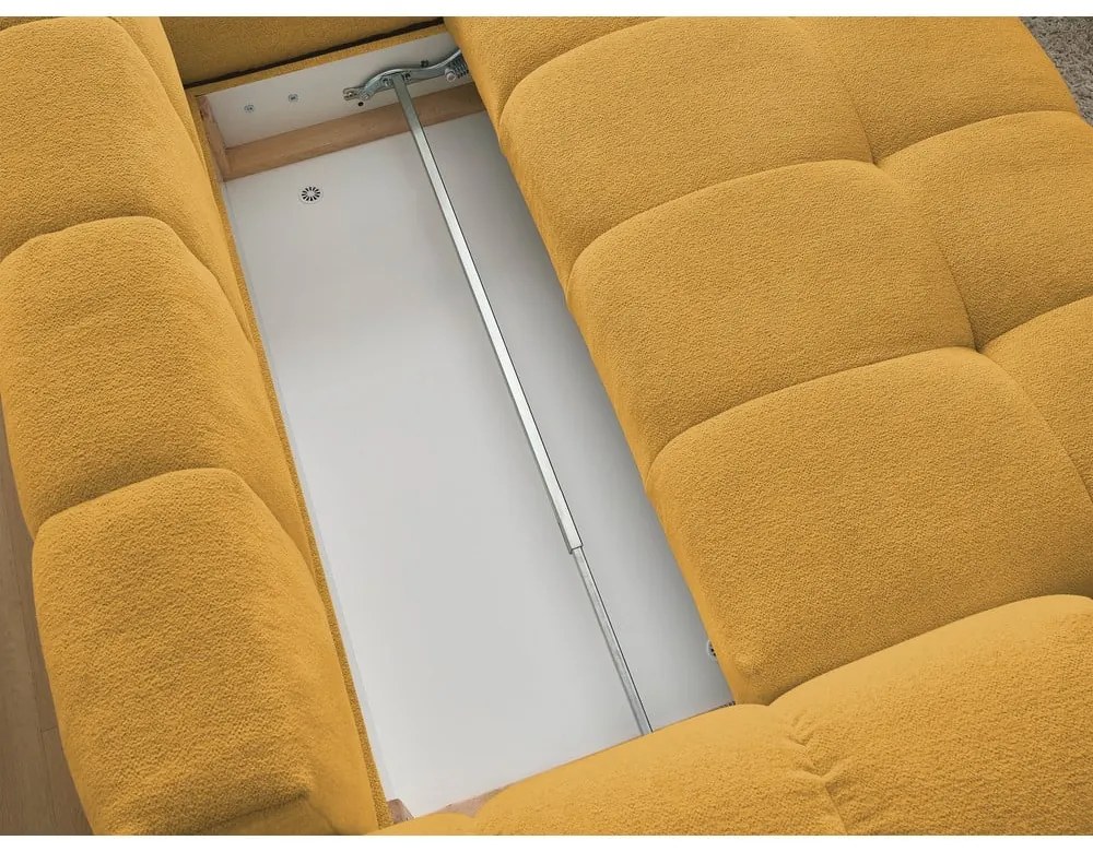 Шенилов сгъваем/с място за съхранение ъглов диван в цвят горчица (десен ъгъл/L форма) Everest – Bobochic Paris