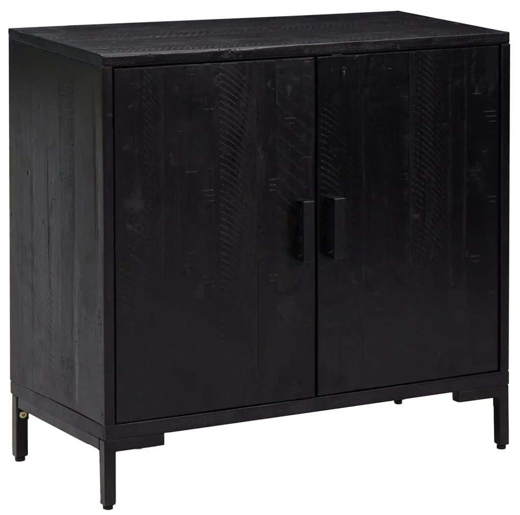 349924 vidaXL Сайдборд, черен, 75x35x70 см, борова дървесина масив