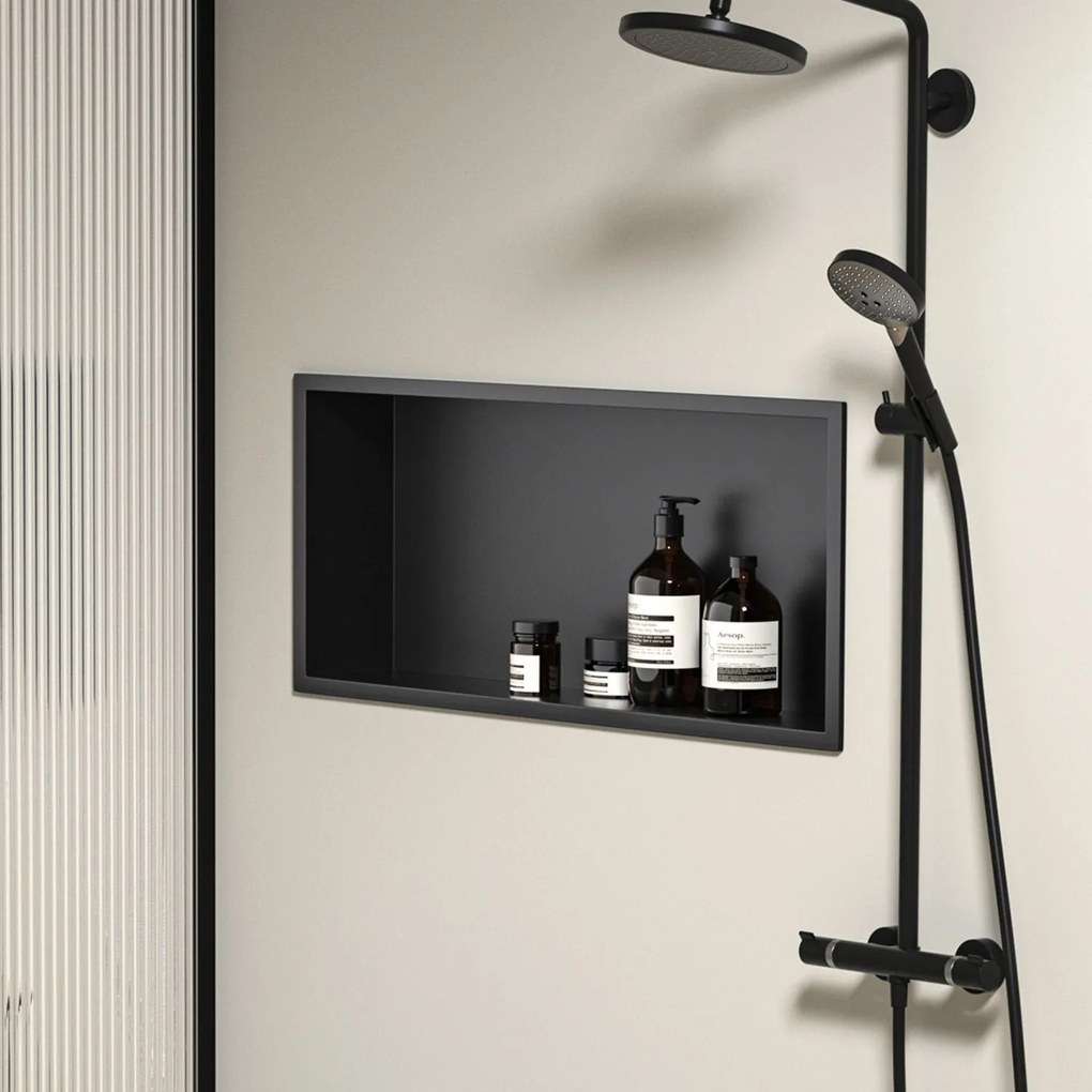 Вграден рафт за баня  30x60 black matt