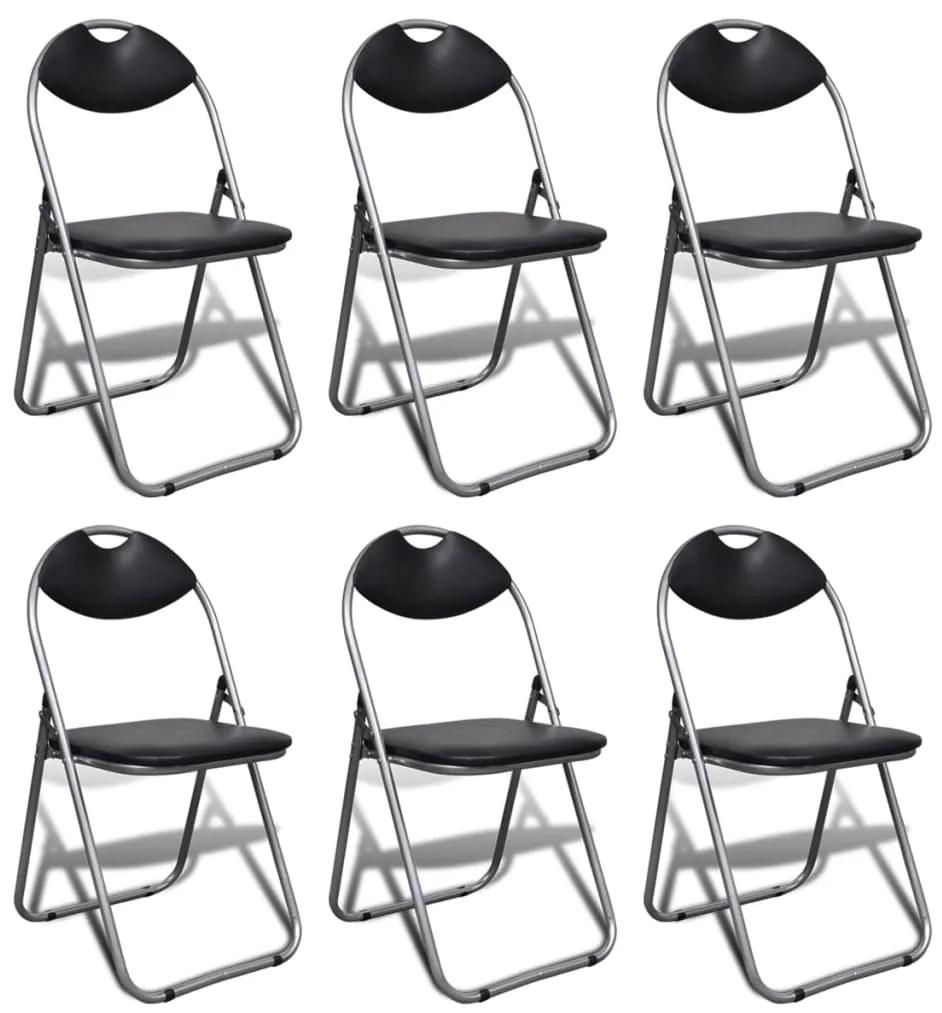 241494 vidaXL Сгъваеми трапезни столове 6 бр черни изкуствена кожа и стомана