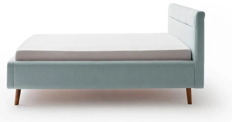 Светлосиньо двойно легло 140x200 cm тапицирано с място за съхранение с включена подматрачна рамка Lotte – Meise Möbel