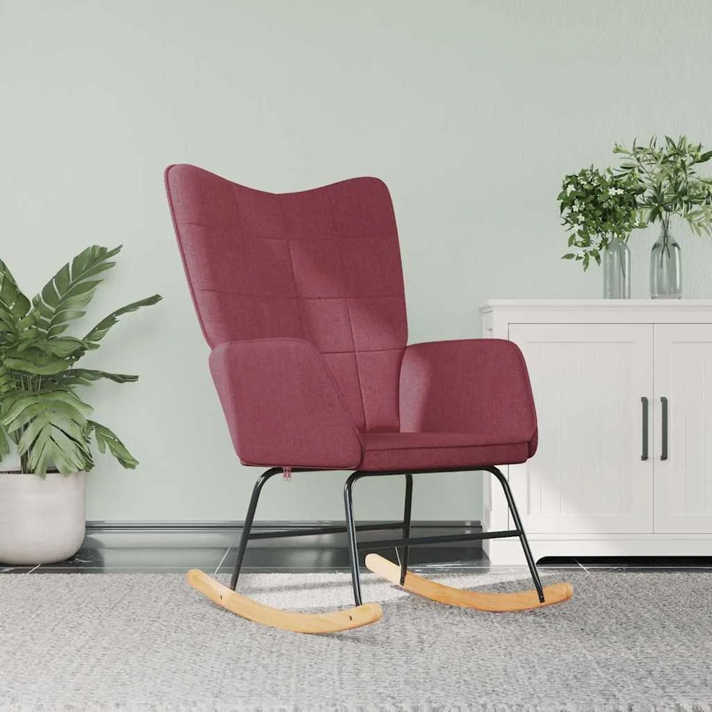 328015 vidaXL Люлеещ се стол, виненочервен, текстил