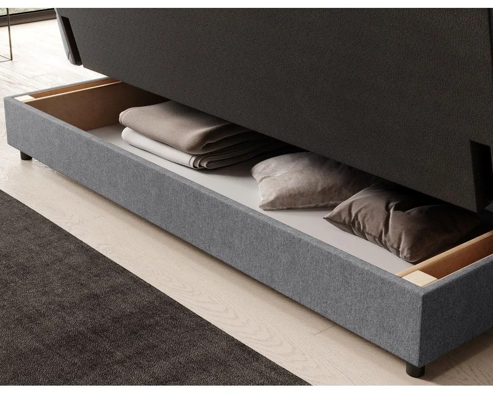 Сив шенилов разтегателен диван с място за съхранение 197 cm Clareta – ELTAP