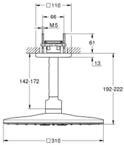 Ceiling Душ глава с рамо Grohe Rain Душ Smart Active ΙΙ-Anthracite Glossy