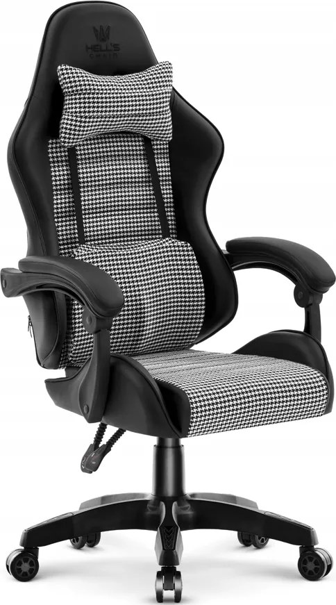 Ергономичен офис стол HC-1003 с лумбална опора в черно и бяло