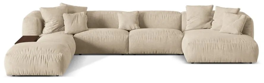 Бежов кадифен модулен ъглов диван (ляв ъгъл/U форма) Martina – Micadoni