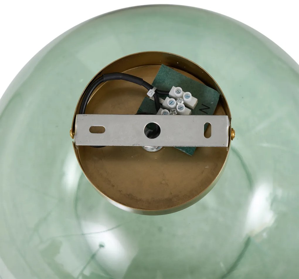 Арт Деко плафон месинг със зелено стъкло - Sandra