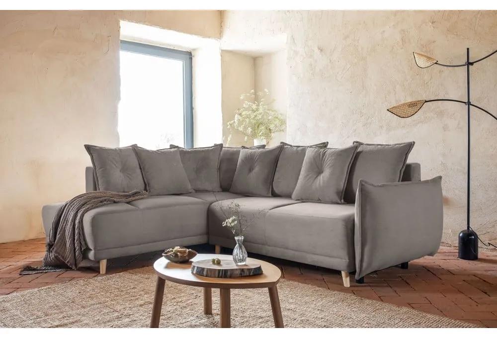 Светлокафяв велурен разтегателен диван (ляв ъгъл) Lazy Lukka - Miuform