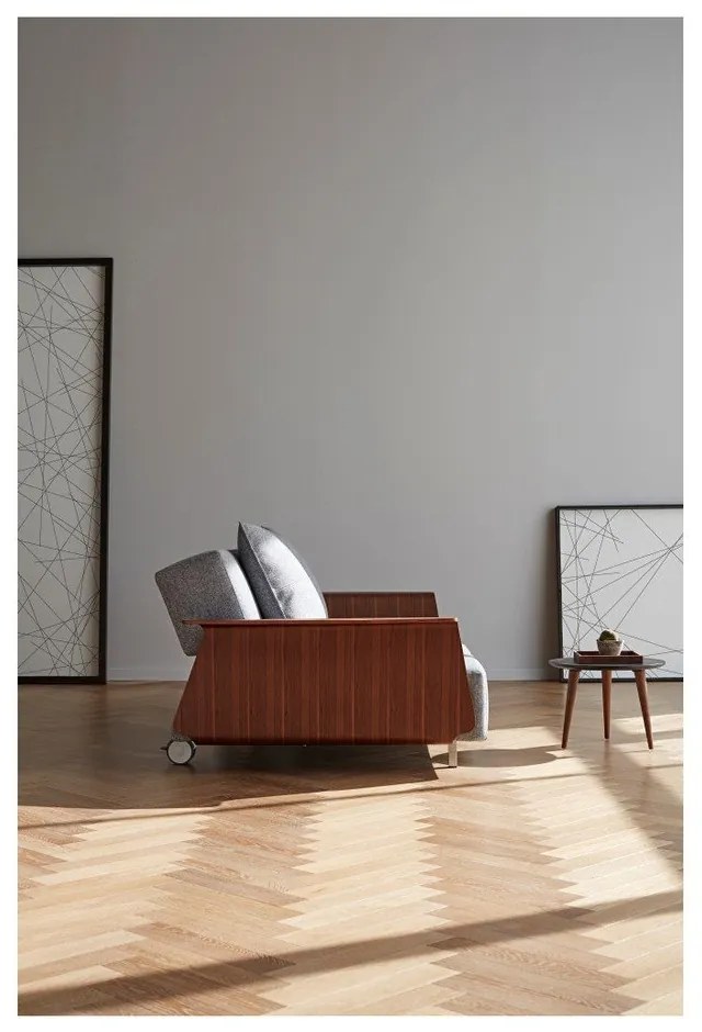 Сив разтегателен диван с подлакътници Twist Granite Long Horn - Innovation