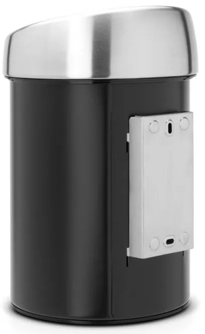 Кош за боклук Brabantia Touch Bin 647214, 3 л, Плавно и безшумно отваряне, Стенен монтаж, Черен/инокс