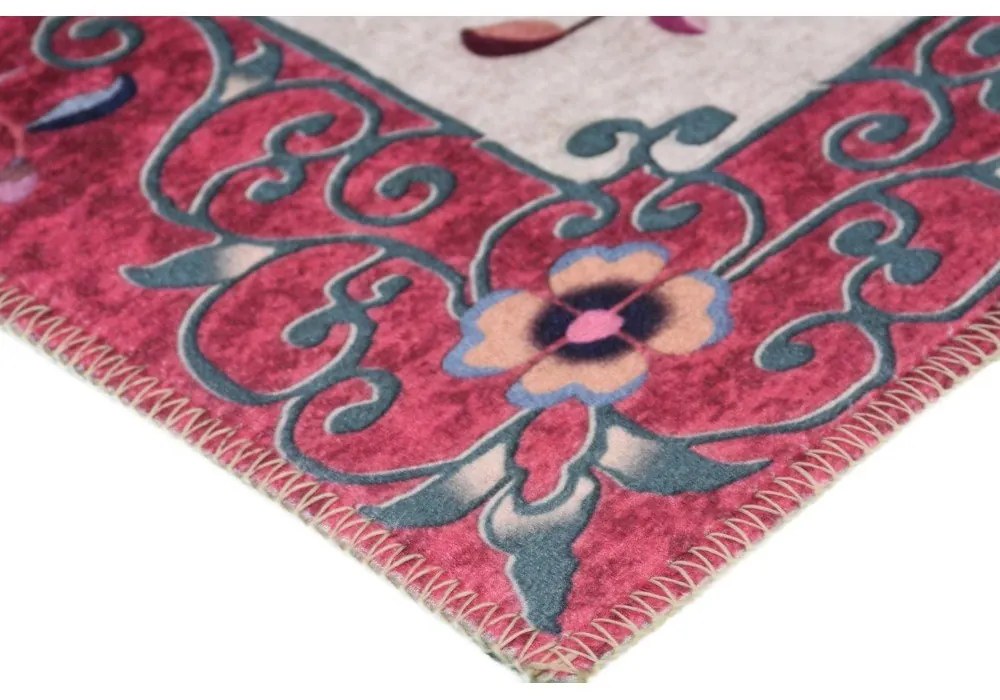 Червен и кремав миещ се килим 180x120 cm - Vitaus