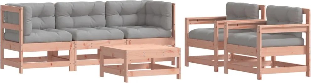 3185820 vidaXL Градински комплект с възглавници, 6 части, дугласко дърво масив