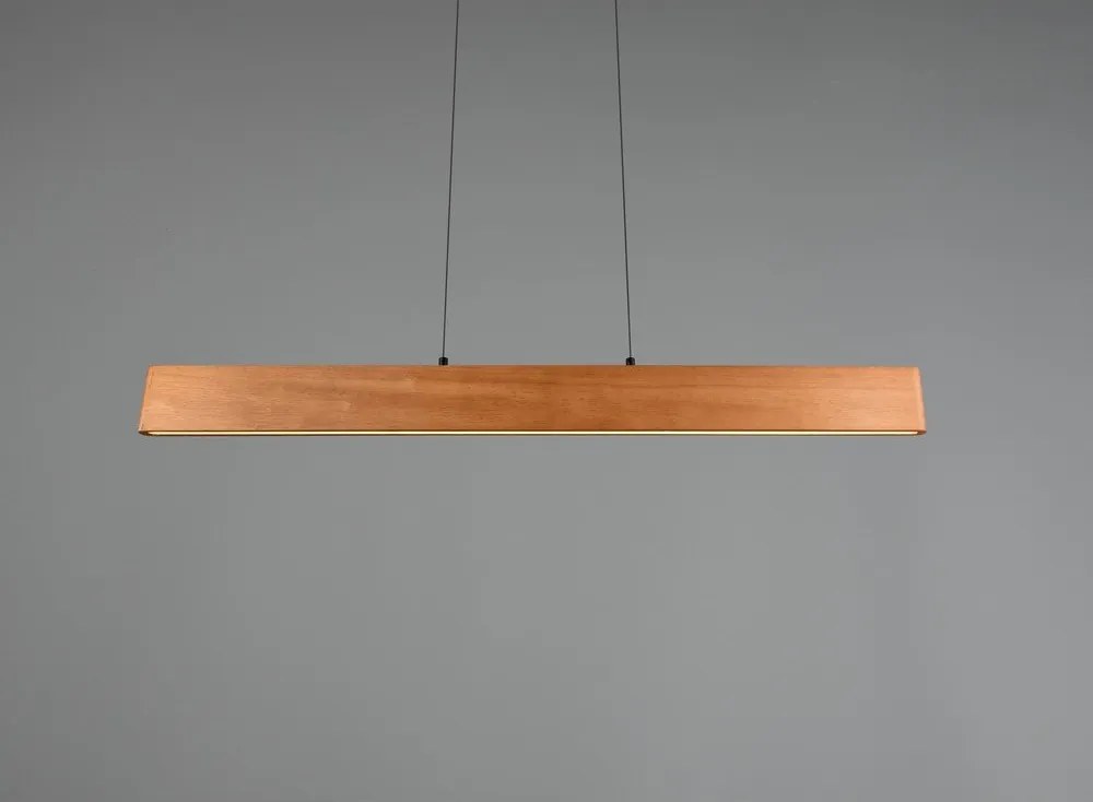 LED висящо осветително тяло в естествен цвят с дървен абажур Edgewood – Trio