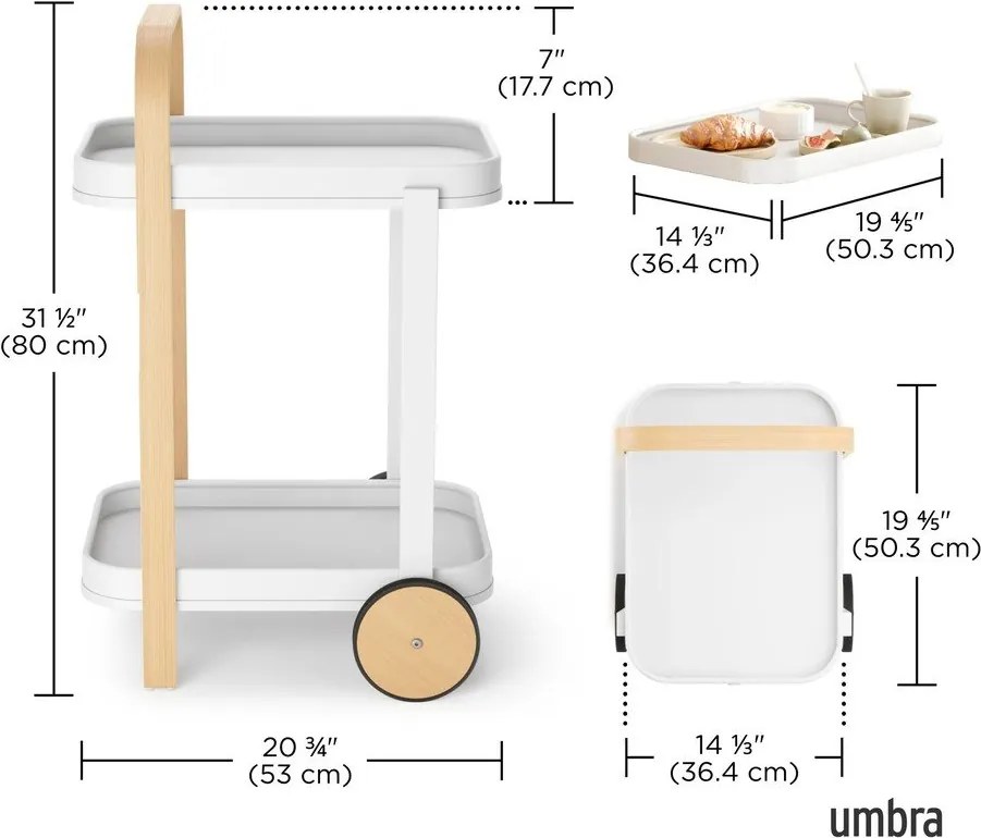 Маса за сервиране на колелца 44x53 cm Bellwood - Umbra