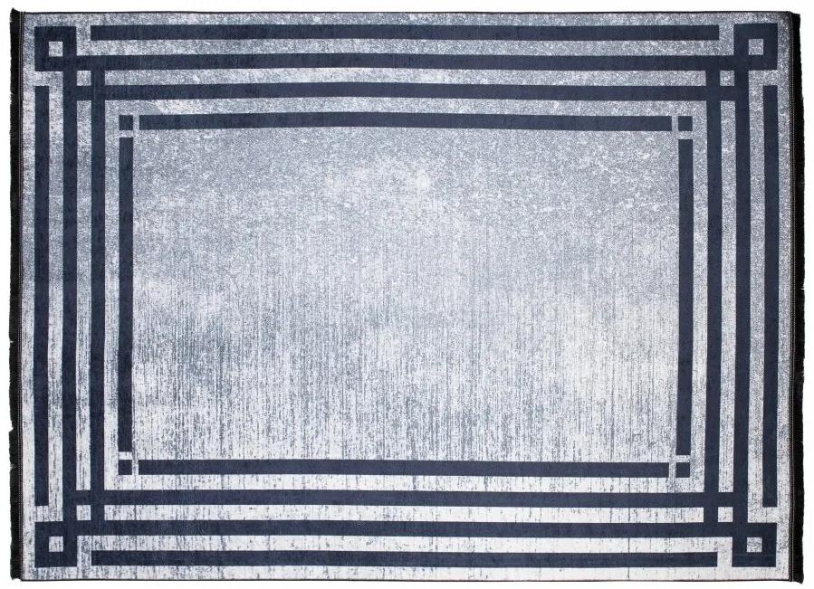 Сив моден килим с противоплъзгащо покритие и геометрична шарка Ширина: 140 см | Дължина: 200 см