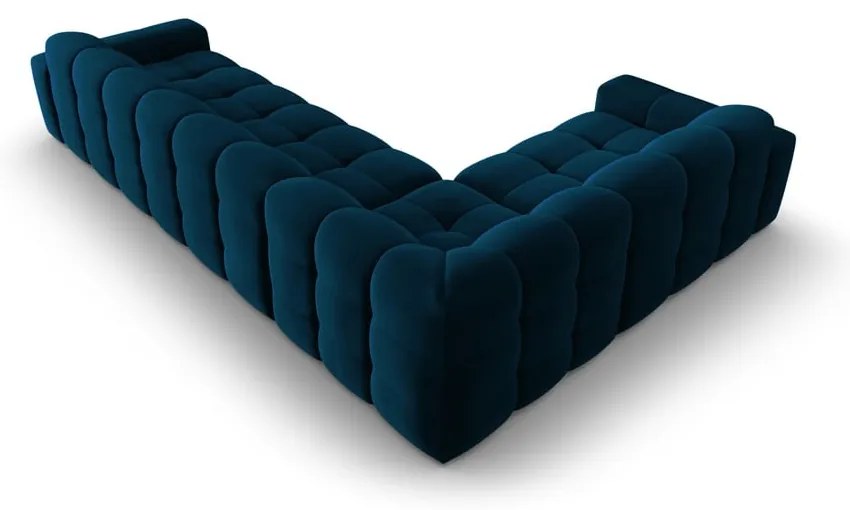 Тъмносин ъглов диван от кадифе (ляв ъгъл) Kendal - Micadoni Home