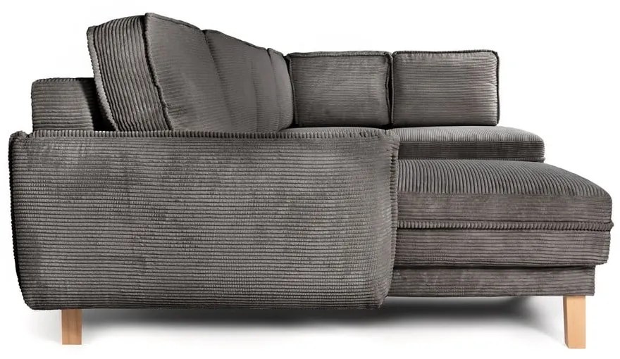 Сив сгъваем ъглов диван от рипсено кадифе (десен ъгъл/"U" форма) Tori – Bonami Selection