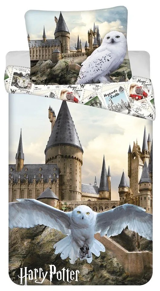 Единично памучно детско спално бельо 140x200 cm Harry Potter "Hedwig" – Jerry Fabrics
