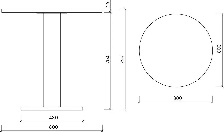 Кръгла трапезна маса с дъбов плот ø 80 cm Sool – noo.ma