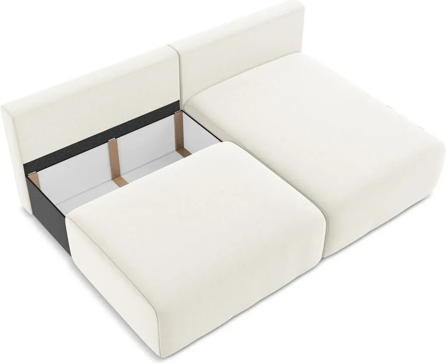 Кремав кадифен сгъваем/с място за съхранение ъглов диван (десен ъгъл) Kalena – Makamii