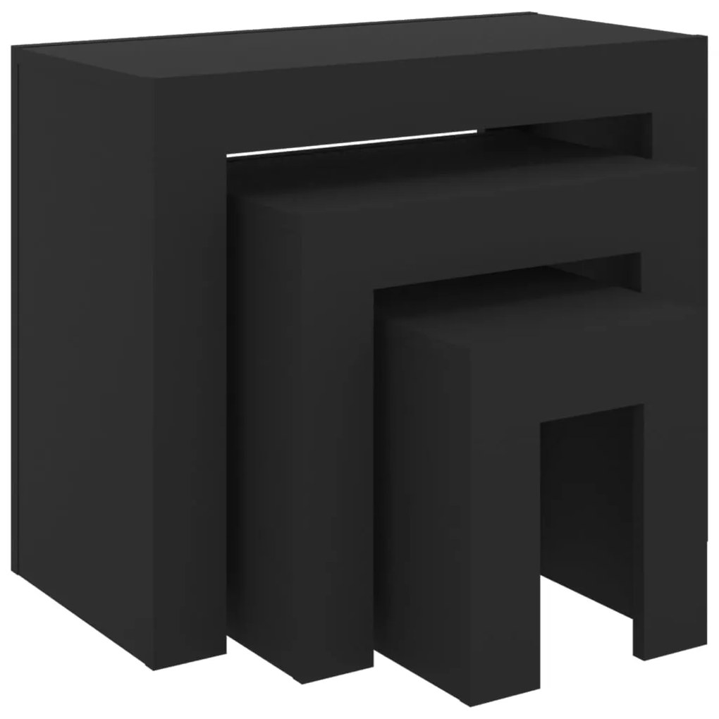 808541 vidaXL Стифиращи кафе маси, 3 бр, черни, инженерно дърво