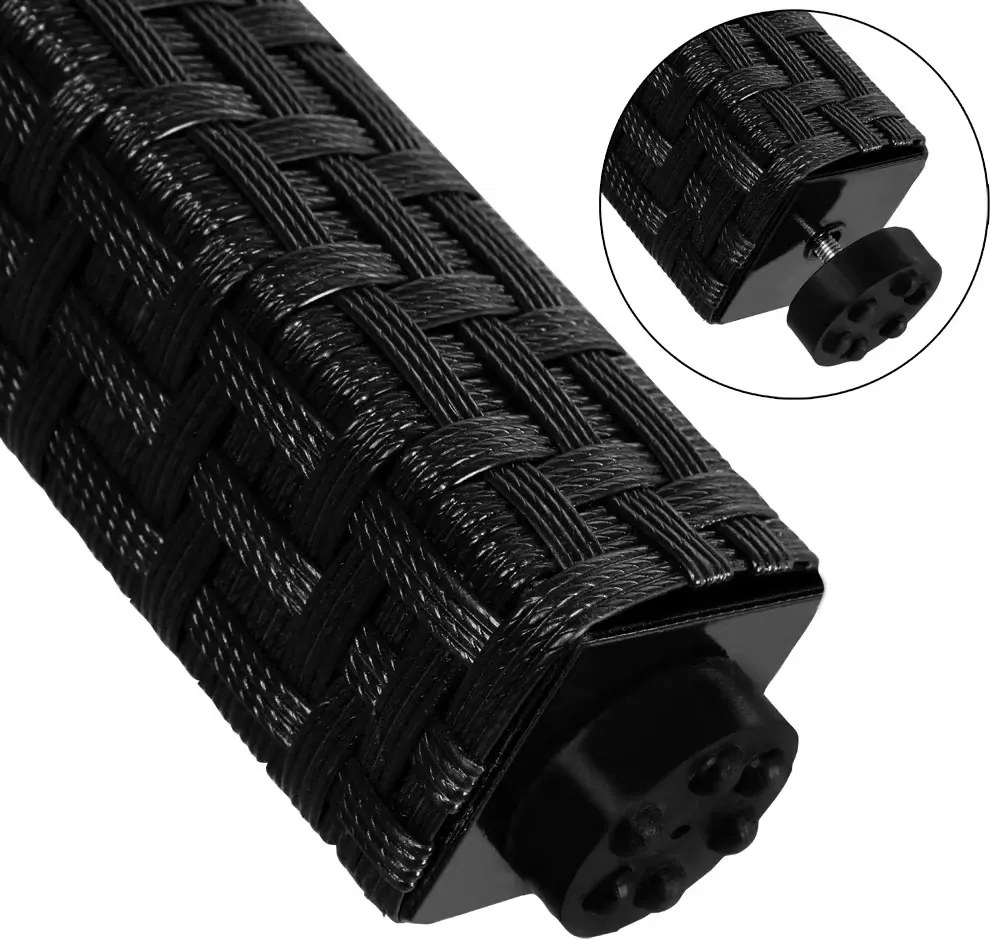 Градински комплект от полиратан от 9 части - черен