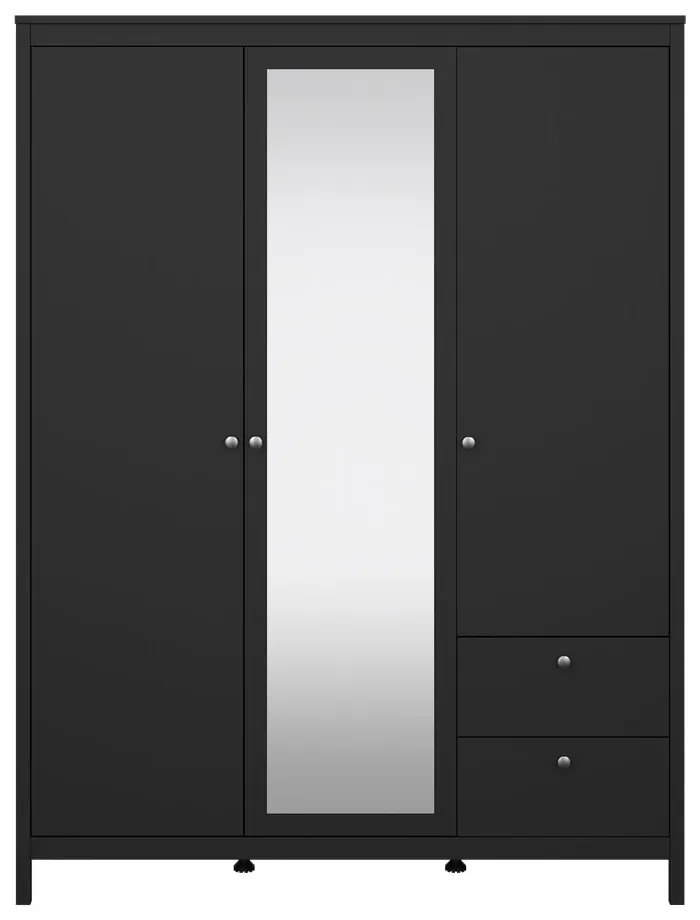 Черен гардероб с огледало 150x199x58 cm Madrid – Tvilum