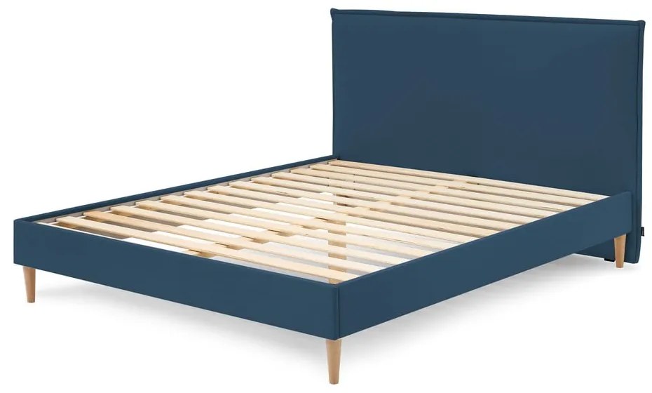 Синьо тапицирано двойно легло с решетка 160x200 cm Sary - Bobochic Paris