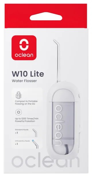 Зъбен душ Oclean W10 Lite, 3 режима, 2 накрайника, 1200 импулса в минута, До 140 PSI, USB-C, Бял