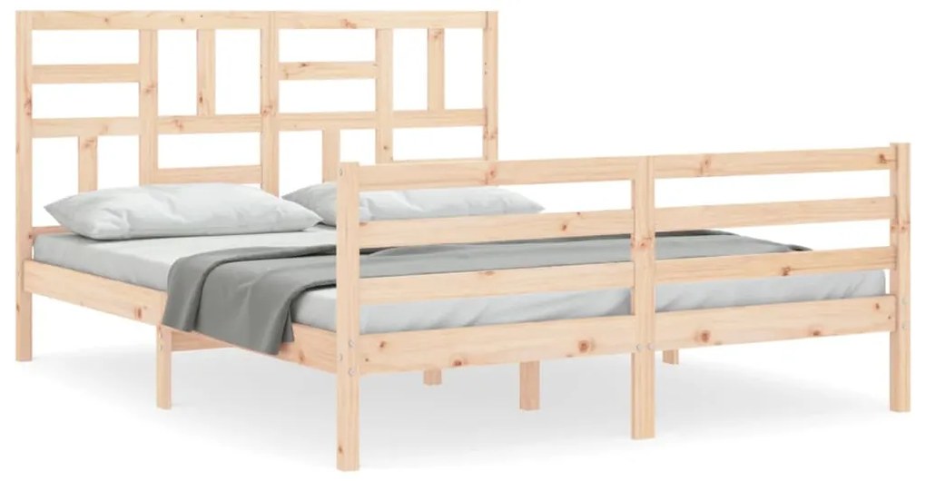 3194906 vidaXL Рамка за легло с табла, 160х200 см, масивно дърво