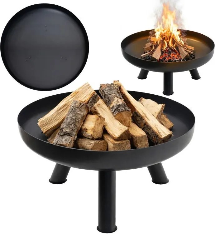 Градинска чугунена камина 60 см - камина на дърва с високи крака