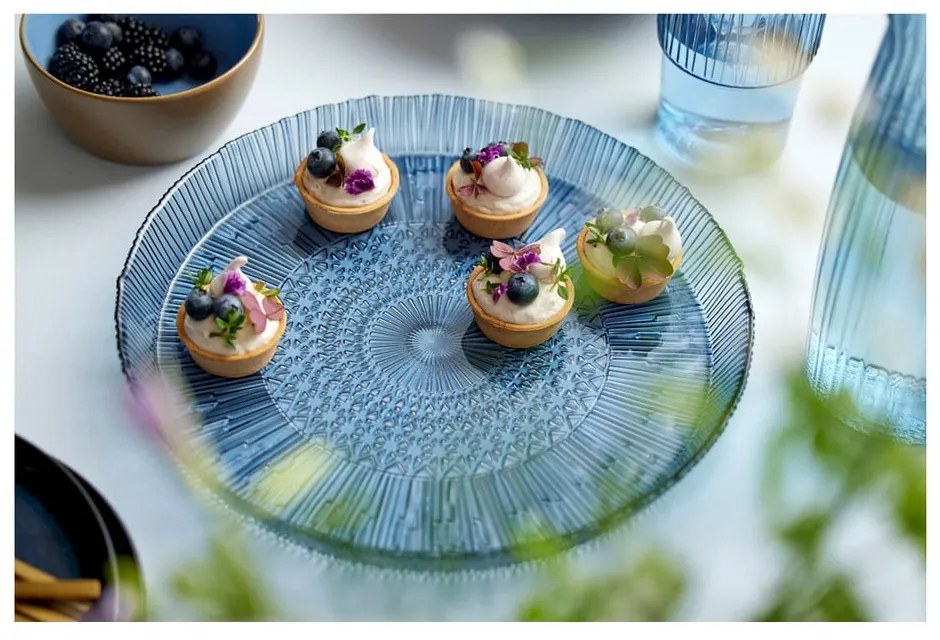 Синя стъклена чиния за сервиране ø 30 cm Kusintha - Bitz