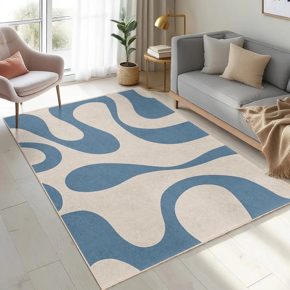 Син килим подходящ за пране 60x100 cm Blue Latte – Mila Home