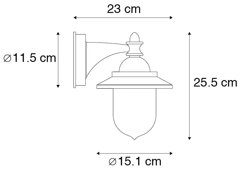 Класически външен стенен аплик черен IP44 - Oxford