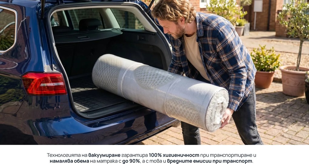 Матрак Sleepy, Exclusive Hybrid Cool Gel22 см - РАЗОПАКОВАН, 90x200x22, Среден, Покет пружина, Мемори пяна