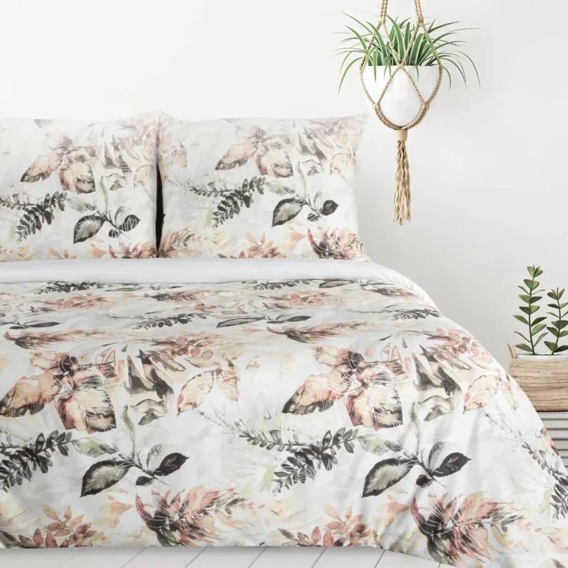 Чаршафи от микрофибър с деликатен десен на тропически цветя и листа 3 časti: 1ks 160x200 + 2ks 70x80