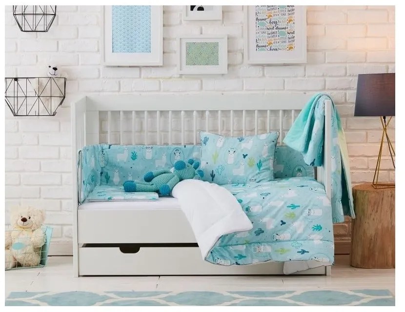 Синя детска декоративна възглавница , 45 x 50 cm Llamas - Pinio