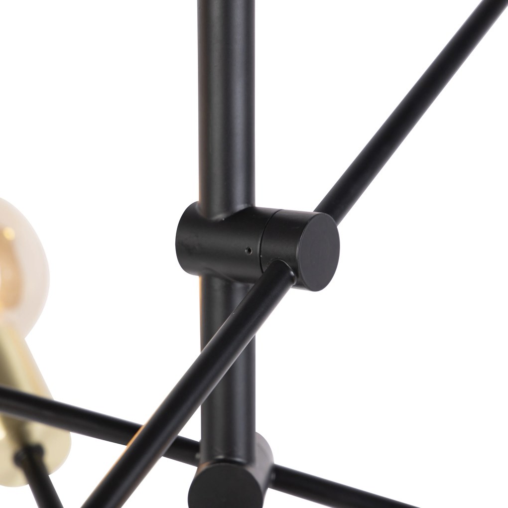 Индустриално висящо осветително тяло черно и златно 78 см 6-светлина - Sydney